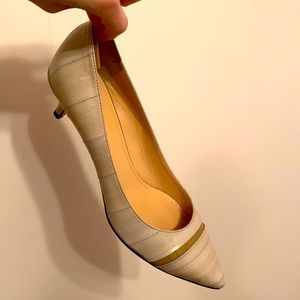 CONSIGNED Beige Calvin Klein Collection Zirka Eel Pumps Made in Italy